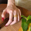 Queyunlai 999 pure gold dot diamond ring, hollow gold woven starburst ring, elegant and dignified style, gift for wife