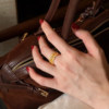 Queyunlai 999 pure gold dot diamond ring, hollow gold woven starburst ring, elegant and dignified style, gift for wife