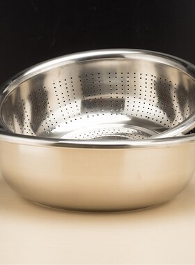304加厚不锈钢漏盆大号沥水盆圆形米筛食品级淘米盆洗菜盆水果篮