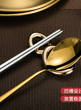 日式筷子架托创意筷子托锌合金餐具餐饮店筷座摆件叉勺托两用筷枕