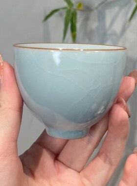 惊蛰 五大名窑功夫茶具套装 陶瓷品茗杯主人杯茶杯汝窑开片凤仪杯