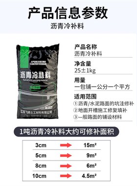 沥青冷补料水泥路面坑洼快速修补料道路裂缝修补沥青柏油路修补料