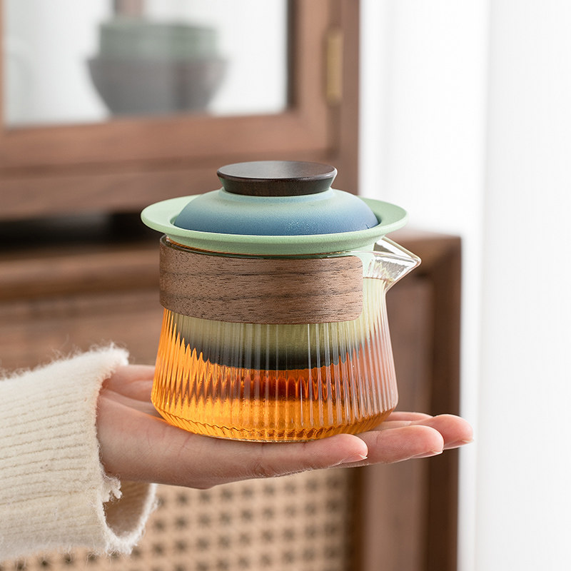 Portable travel tea set, simple outdoor portable kung fu teapot, tea cup, camping business trip quick cup