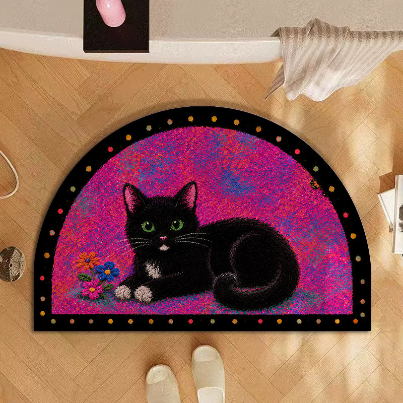 Bathroom floor mat 2026 new cute cartoon kitten diatom mud water-absorbent anti-slip special bathroom door mat
