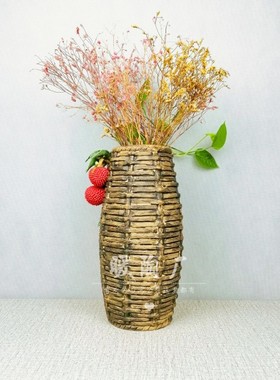 石湾公仔陶瓷摆件大师精品荔枝花瓶插花水培客厅玄关电视柜