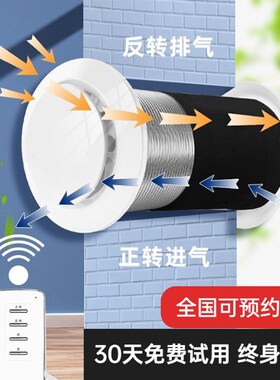 穿墙一体地下室棋牌室厨房排烟换气扇卧室静音窗墙式化妆室排风机