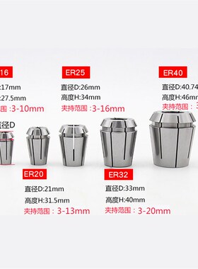 高精度ER夹头0.008mmAA级弹簧筒夹ER16ER20ER32ER40加工中心