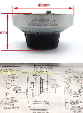 精品仪器上刻度盘数字多圈旋钮B2配于电位器3590S 534等