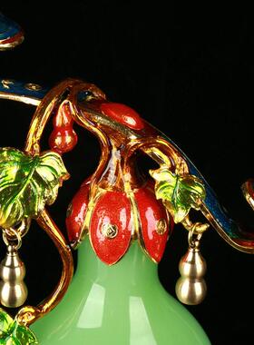 梅开五福葫芦花摆件客厅酒柜装饰品乔迁新居平安保险开门红礼品