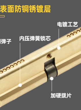 锁芯防盗门全铜AB通用型进户门铁门木门换锁芯老式大门双面防撬