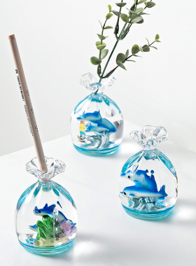 梦幻海洋小海豚花瓶笔筒学生儿童桌面装饰品笔插摆件男孩生日礼物