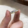 Egg-shaped diamond row moissanite ring 925 silver plated 18 gold light luxury luxury daily commuting index finger women's ring