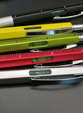 多功能圆珠笔螺丝刀卡尺水平仪刻度尺工具笔六合一电容触控广告笔