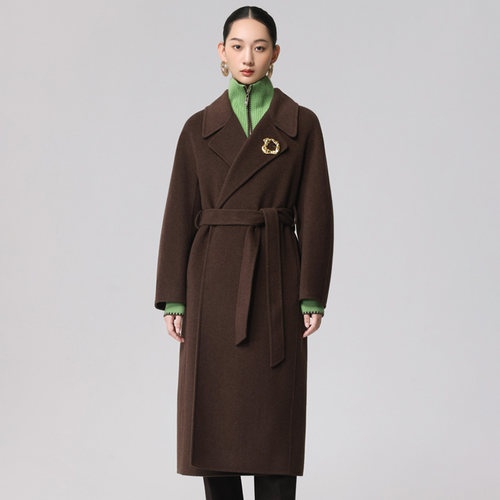 Distin Kidny/迪凯冬季新品绵羊毛高级感蚕丝通勤大衣女毛呢外套 - 图0