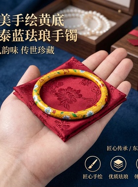 永不掉色鎏光拍平珐琅足银手镯