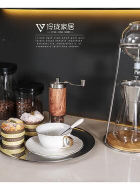 啡主题样间板厨房储物层板架饰摆件VNL咖啡壶品研磨器咖托盘软装