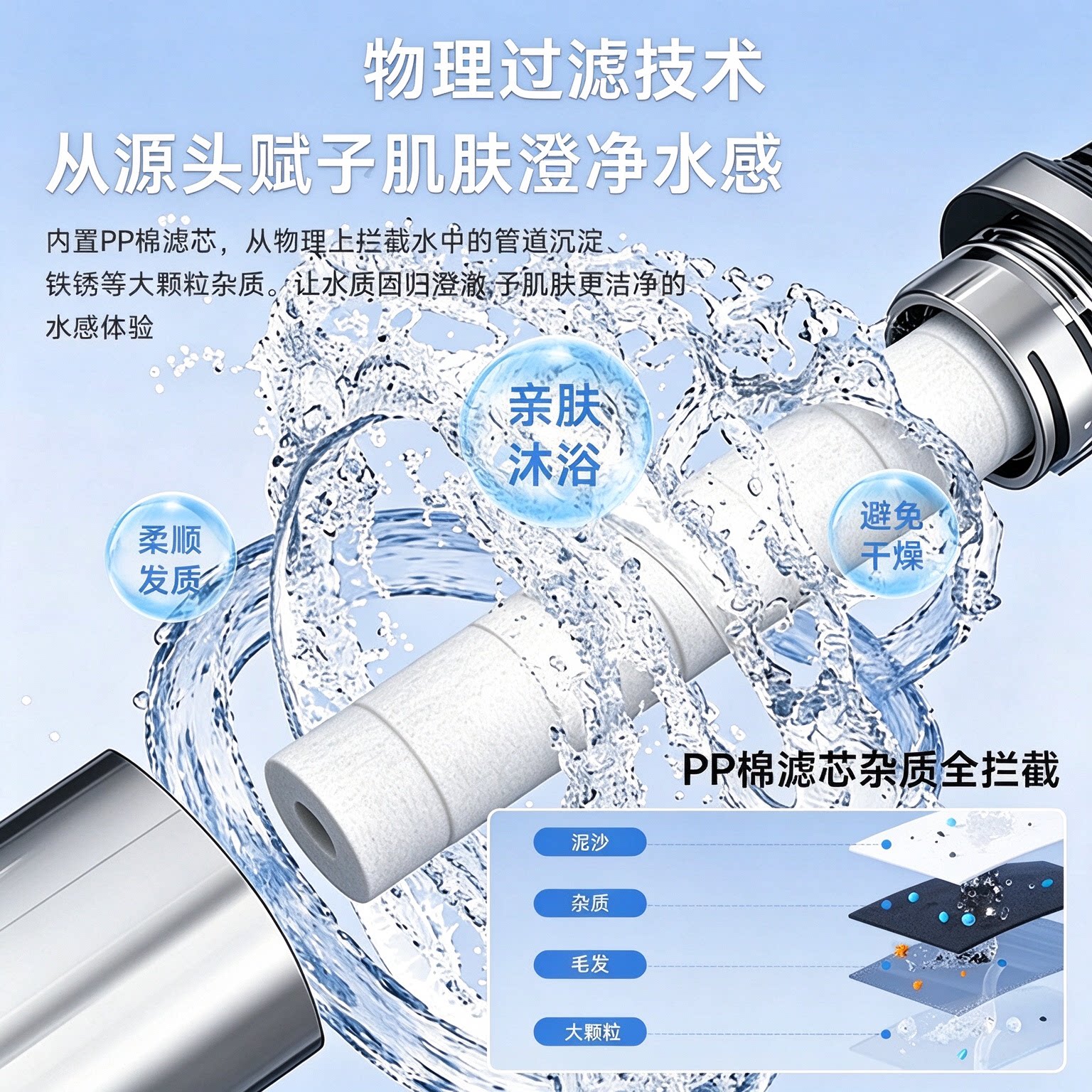 浴室增压花洒喷头大出水量