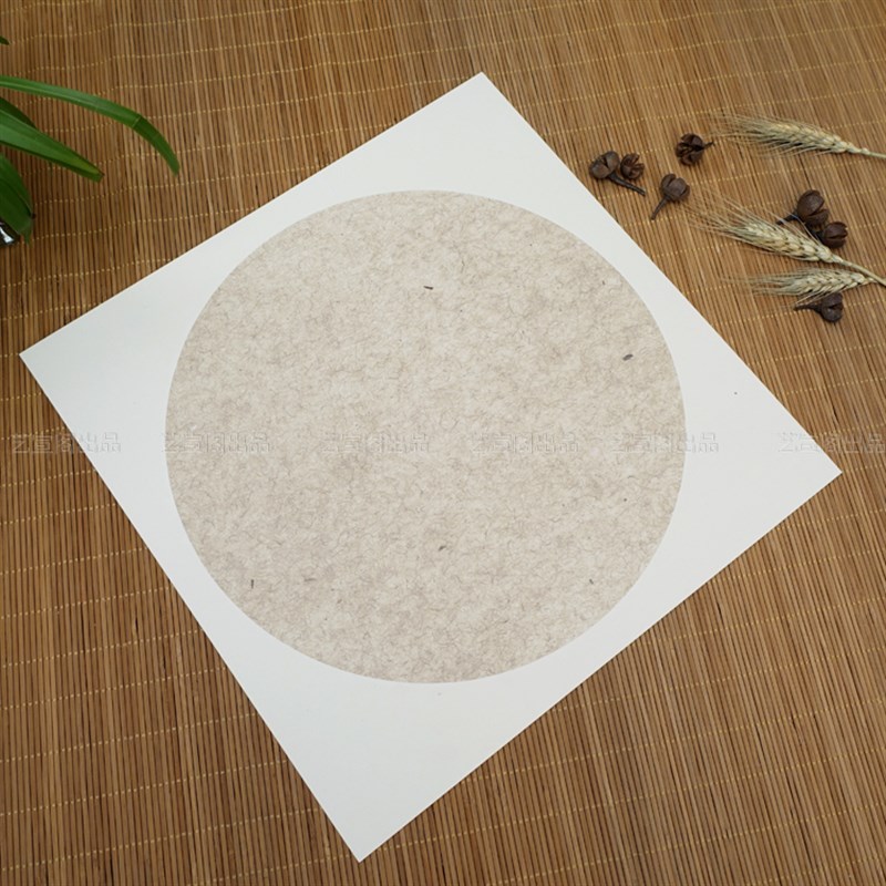 Yixuange raw and cooked Xuanma paper soft card round lens calligraphy frame blank Chinese painting rice paper fan card 5 sheets