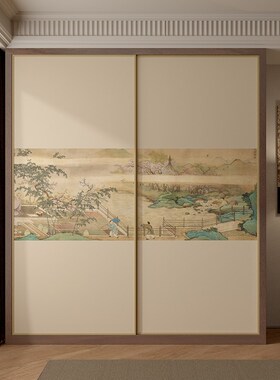 新中式家具翻新贴纸柜门r衣柜玻璃门装饰贴画改造美化遮丑自粘壁