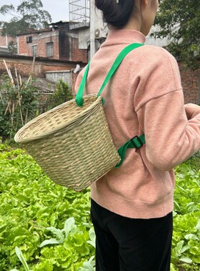 广西竹编手工编织采茶篓茶叶篓儿