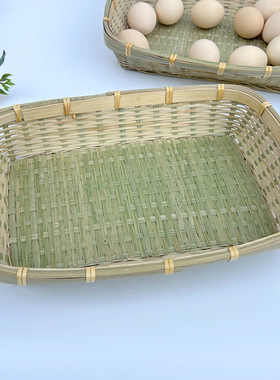 竹编制品餐厅馒头点心盘长方形收