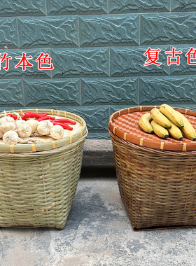 竹编织手工干货水果堆头篮水果篮