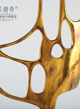 创意金属抽象雕塑l摆件 轻奢简约现代艺术摆件 铝制大理石工艺品