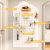 Solid wood hole board door back entrance wall storage rack children's desk background wall cloud shape hole hanging board partition