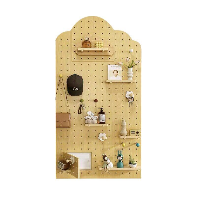 Solid wood hole board door back entrance wall storage rack children's desk background wall cloud shape hole hanging board partition