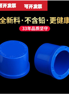 联塑PVC蓝白色水管配件 PVC-U配件管帽 阻流塞盖子20 25 32 40 50
