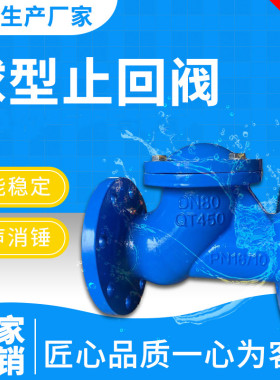 球型止回阀污水滑道滚球式球形单向阀耐腐蚀优质球墨铸铁法兰球形