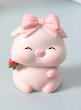 可爱摆件小猪电脑屏幕装饰显示器玩偶车载中控台办公桌面汽车内女