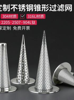 定制304不锈钢锥形过滤器漏斗式滤网厂家圆柱形冲孔滤网管道滤网
