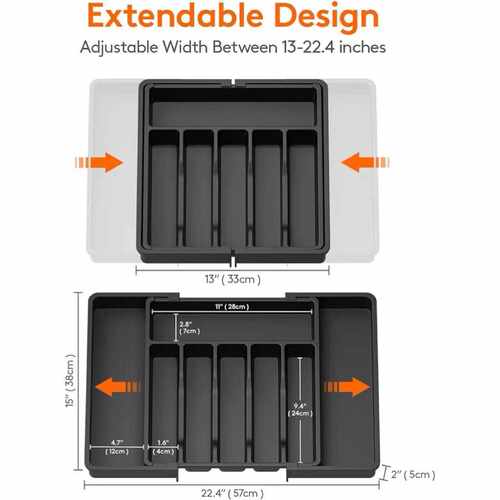 现货 silver case银器收纳盒可调节餐具架可收缩塑料抽屉收纳 - 图1