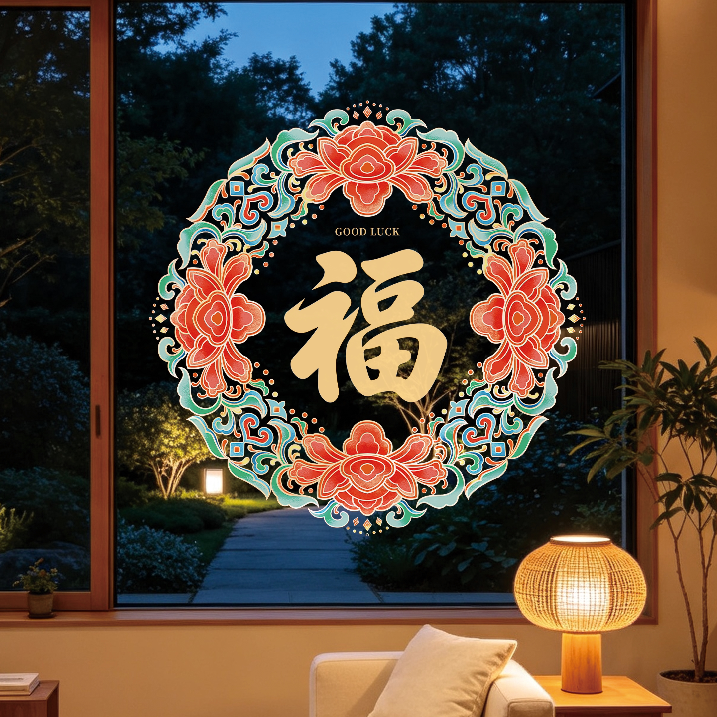 福字贴纸新年窗花静电贴过年春节元旦装饰乔迁之喜玻璃门贴年画