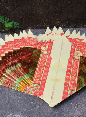 包邮佛莲花金聚宝盆手工折叠半成品金纸折彩色莲花