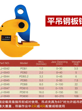 平吊竖吊钢板起重钳石板铁板钢板石材夹具模锻吊钳钢板双链夹子