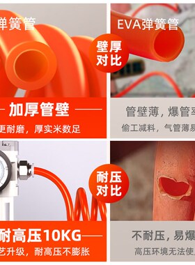 PU弹簧气管软管空压机气泵高压伸缩气动螺旋吹尘枪压缩机风管8mm
