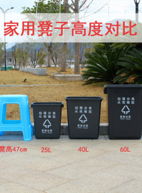 四色分类无盖垃圾桶室外长筒形可回收果壳箱家用大号塑料工业商用