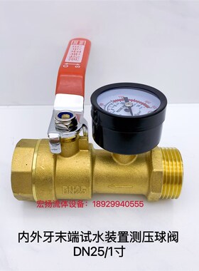 消防末端试水装置 喷淋系统消火栓试压装置球阀带压力表1寸/DN25