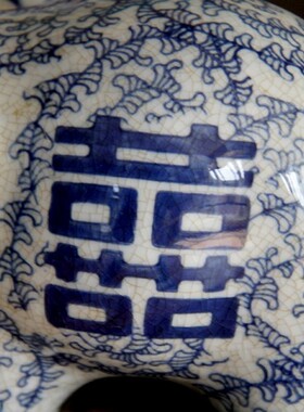 陶瓷大象摆件一对中式装饰品创意家居K客厅电视柜青花瓷工艺品