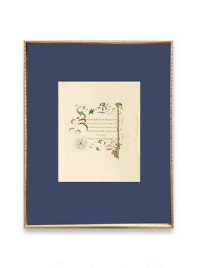 睡前情诗喜福会中古诗歌手稿版画卧室床头挂画铝合金框法式装饰画