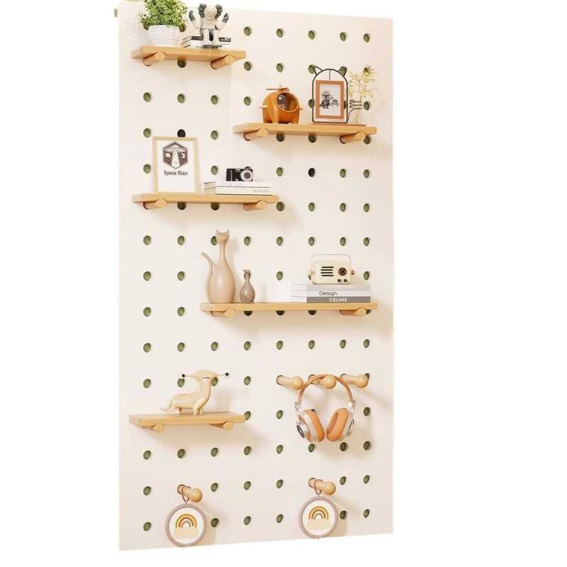 Solid wood hole board wall partition storage rack entry entrance layer wall wall door decorative storage display shelf