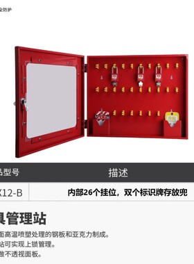 钢制锁具工作站挂锁站壁挂式吊牌挂板工业能量隔离安全锁具管理箱