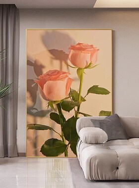 玫瑰花装饰画植物花卉卧室餐厅温馨轻奢挂画客厅玄关背景墙落地画