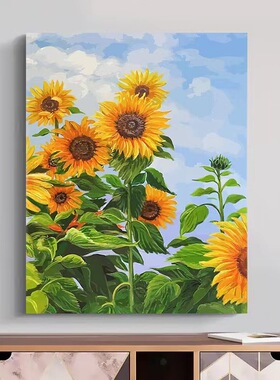 数字油画DIY填色套装 简单风景花卉丙烯手绘 绵布画布装饰挂画