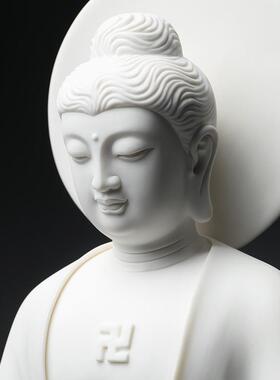 东方泥土 德化白瓷陶瓷雕塑艺术品家居客厅玄关装饰摆件/佛光如来