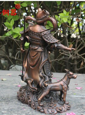 宇卓铜器杨戬 纯铜二郎神工艺品摆饰二郎真君黄铜杨二郎铜像