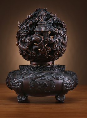 铜欣祥 纯铜九转乾坤鼎摆件 仿古九转青龙乾坤家居装饰品开业礼品