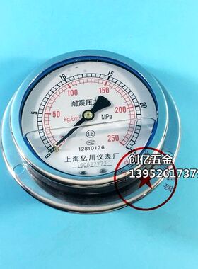 YN100ZT轴向耐震压力表0-16/25/40/60mpa背接带边抗震耐振油压表